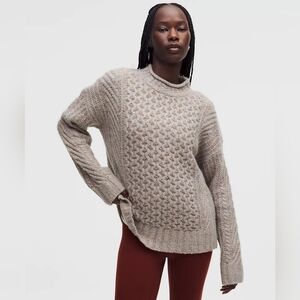 Lululemon Wool-Blend Cable-Knit Sweater XS Heathered Gull Grey